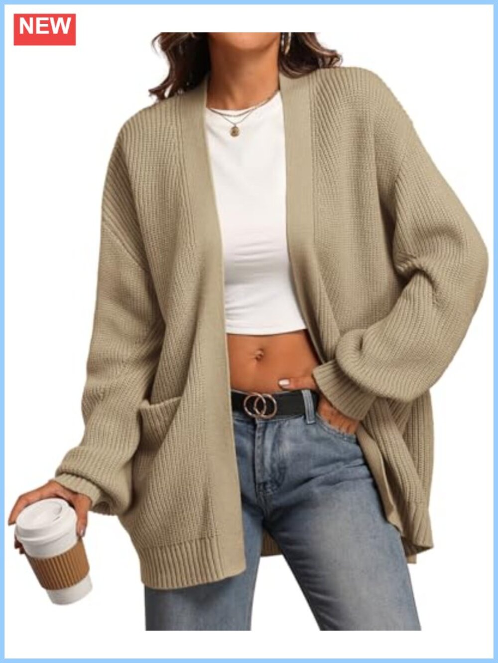 Oversized Chunky Knit Cardigan Sweater with Pockets